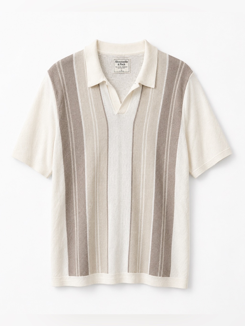 Abercrombie & Fitch Men's Cream and Brown Polo
